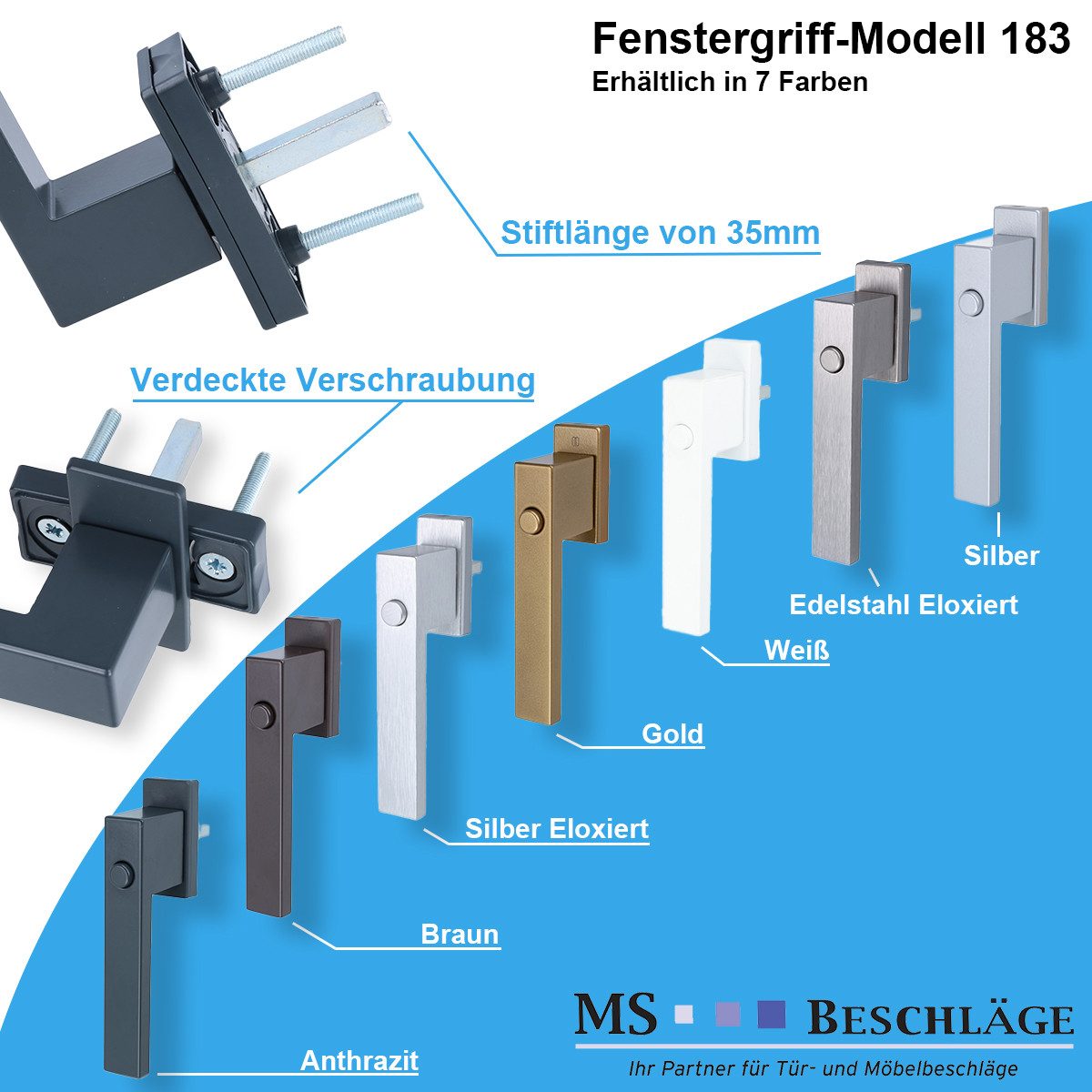 MS Beschläge Fenstergriff Druckknopf Fenstergriff Kinderschutz Fensterolive, Silber