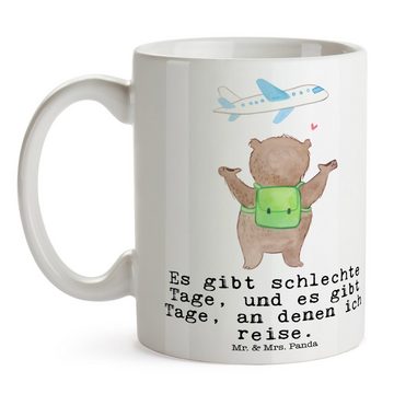 Mr. & Mrs. Panda Tasse Bär Reisen - Weiß - Geschenk, Geschenk Tasse, Auslandsjahr, Auszeichn, Keramik, Einzigartiges Botschaft