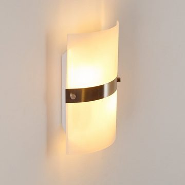 hofstein Wandleuchte »Usi« Moderne Wandlampe aus Metall/Glas in Edelstahl/Weiß, ohne Leuchtmittel, eckiger Wandspot ideal für den Hausflur