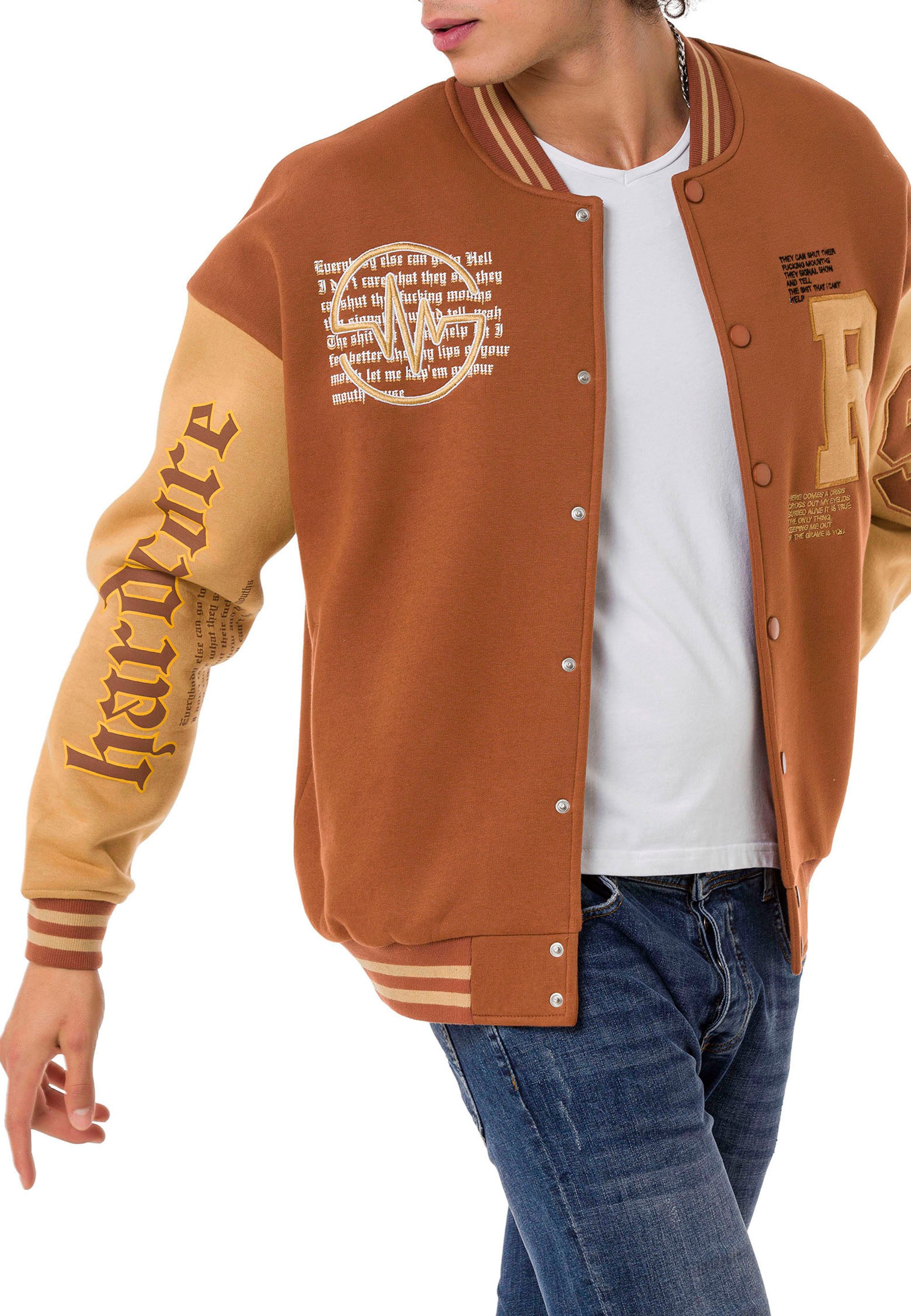 RedBridge Collegejacke Retro-Look – Letterprint, Kontrastärmel, Oversize günstig online kaufen