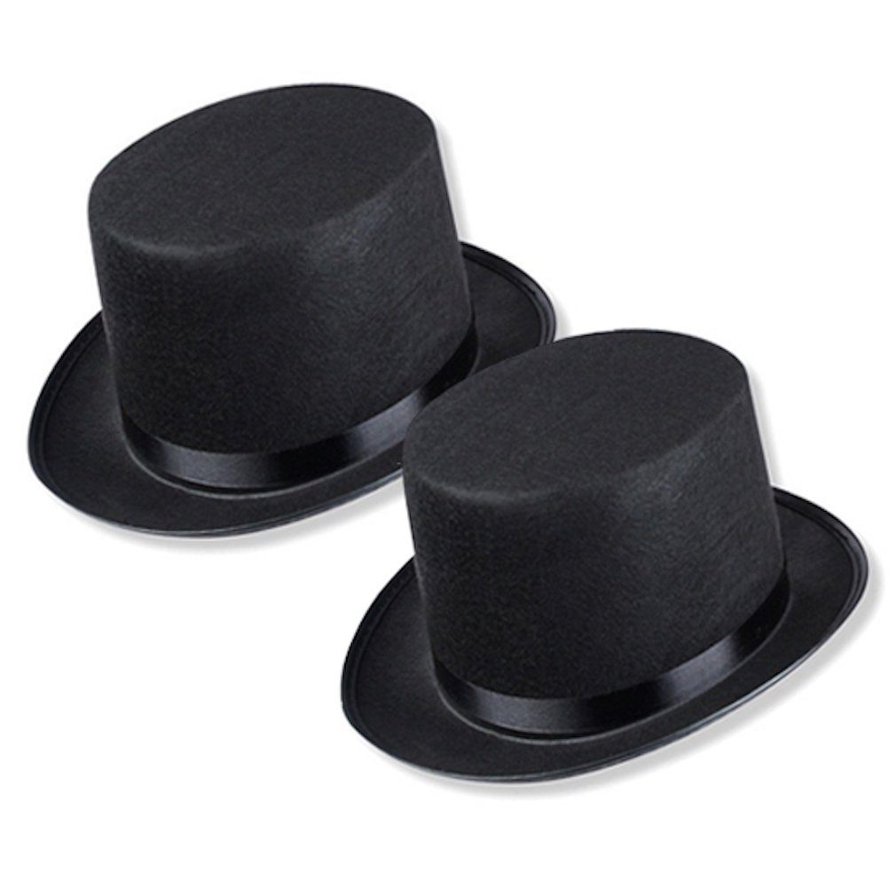 Schramm Trachtenhut Schramm® 2 Stück Zylinder Hut mit Satinband Schwarz für Erwachsene Chapeau Zylinderhut