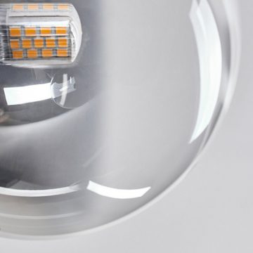 hofstein Deckenleuchte Deckenlampe aus Metall/Glas in Schwarz/Gold-/Rauch-/Bernsteinfarben, ohne Leuchtmittel, moderne Leuchte mit Glasschirmen (15 cm), 8 x G9, ohne Leuchtmittel