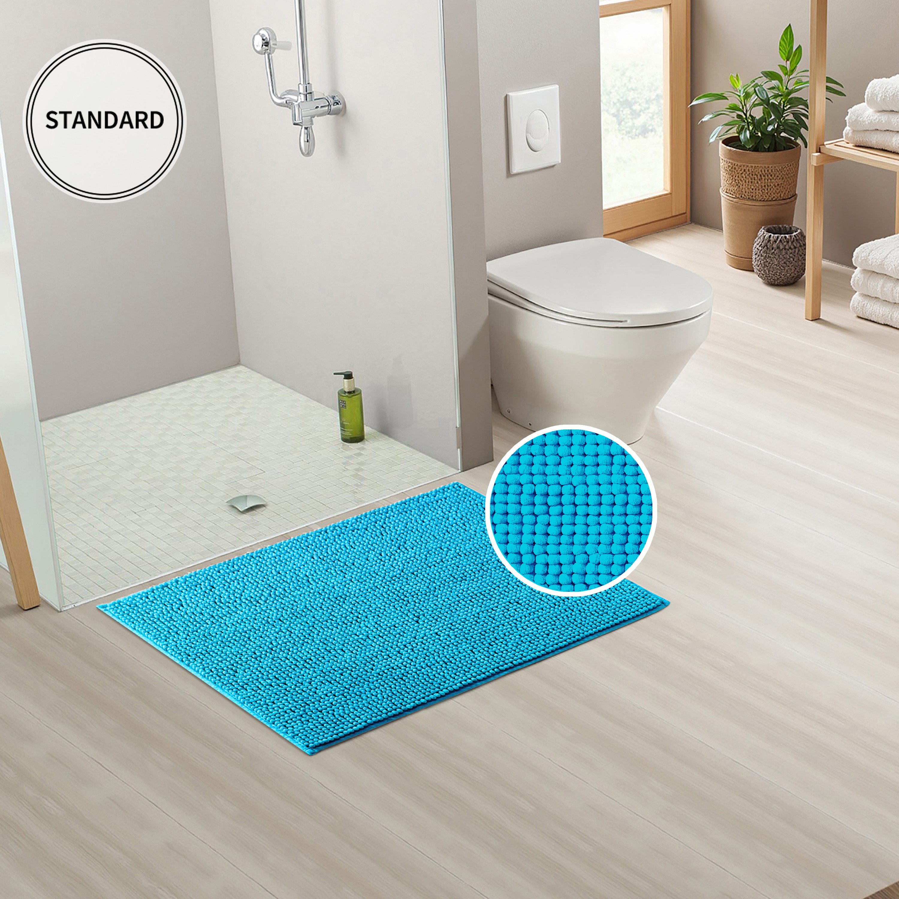 OTTO home Badematte Vanessa Chenille Standard, Badvorleger, Badezimmer, Duschvorleger, Höhe 15 mm, rutschhemmend beschichtet, schnell trocknend, strapazierfähig, fußbodenheizungsgeeignet, Polyester, rechteckig, Uni Farben, besonders weich