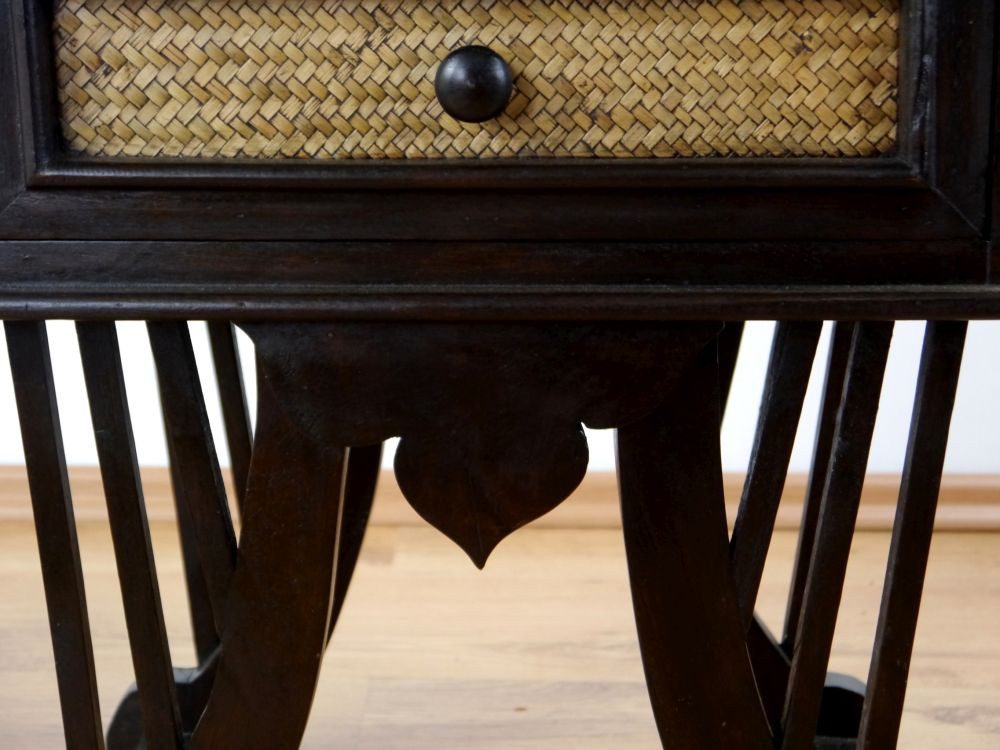 livasia Nachtschrank Rattan Nachttisch 50x35x45cm – Massivholz Akazie