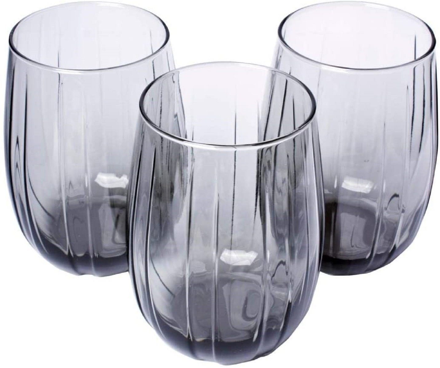 Pasabahce Gläser-Set Linka 420405 3er Set Dunkle Gläser Wasserglas 380ml Grau, 3-tlg.