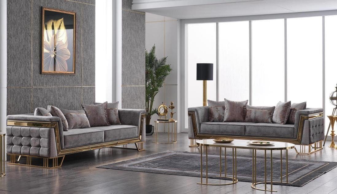 JVmoebel 3-Sitzer Luxus Sofa Set Designer Garnitur Dreisitzer Textilmöbel Wohngruppe, 2 Teile, Made in Europa