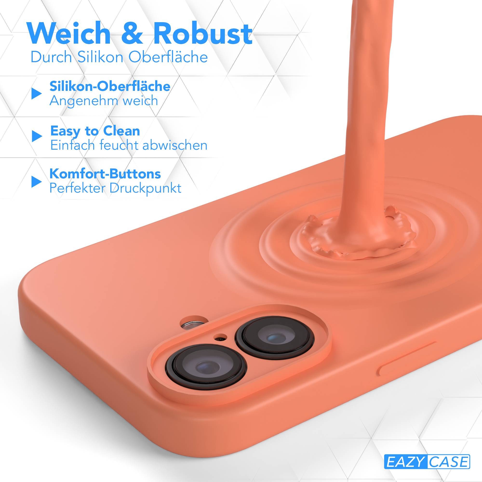 EAZY CASE Handyhülle für Apple iPhone 16 Hülle Silikon 6,1 Zoll, Schutzhülle mit Kameraschutz Telefonhülle elastisch Bumper tpu Orange – Bild 5 von 5