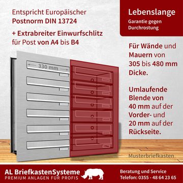 AL Briefkastensysteme Durchwurfbriefkasten 4 Fach Premium Edelstahl Briefkasten A4 modern wetterfest