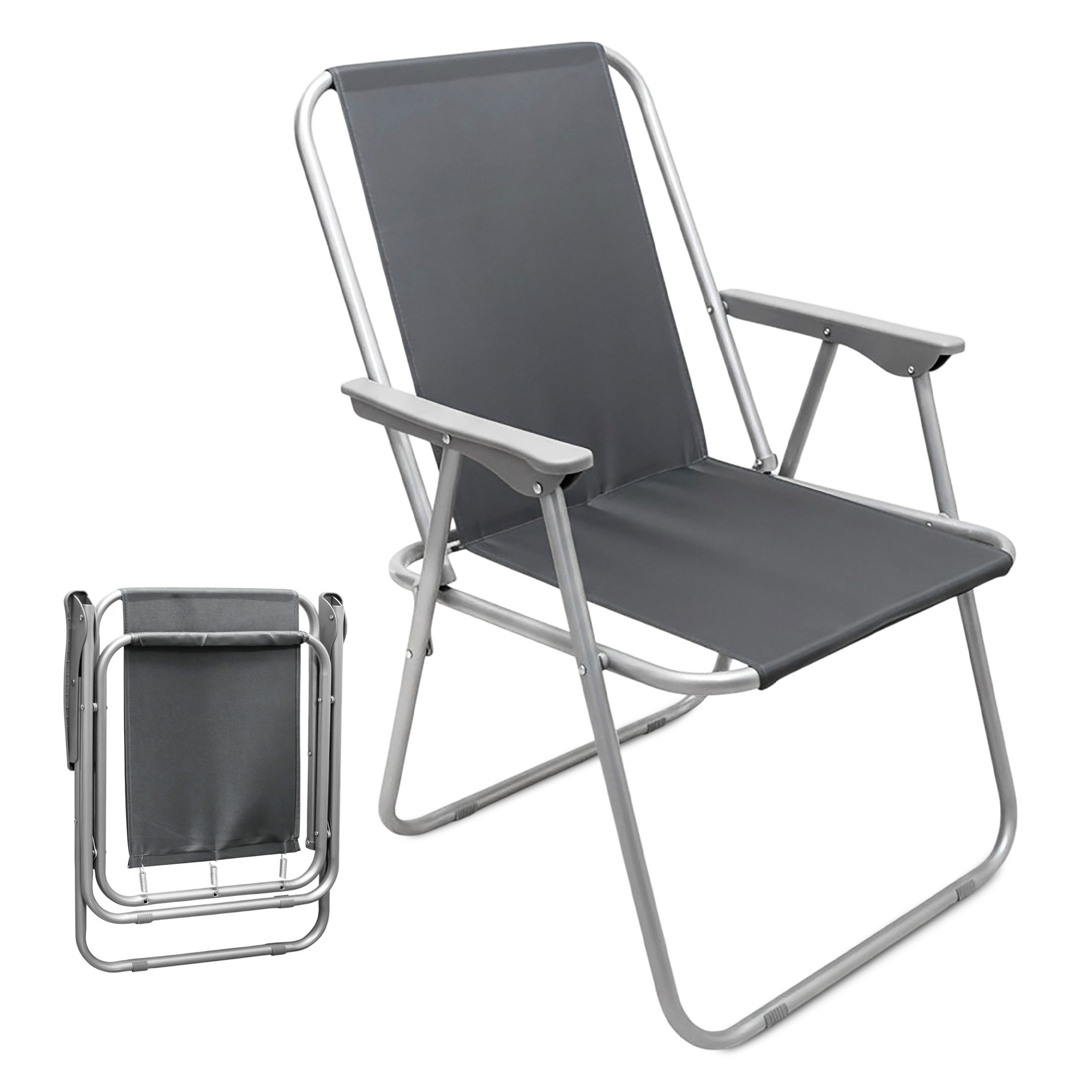Spetebo Klappstuhl Camping Stuhl mit Armlehnen belastbar bis 100 kg (75 cm x 52 cm x 44 cm, 1 St), Leichtes Gewicht von nur 1,8 kg