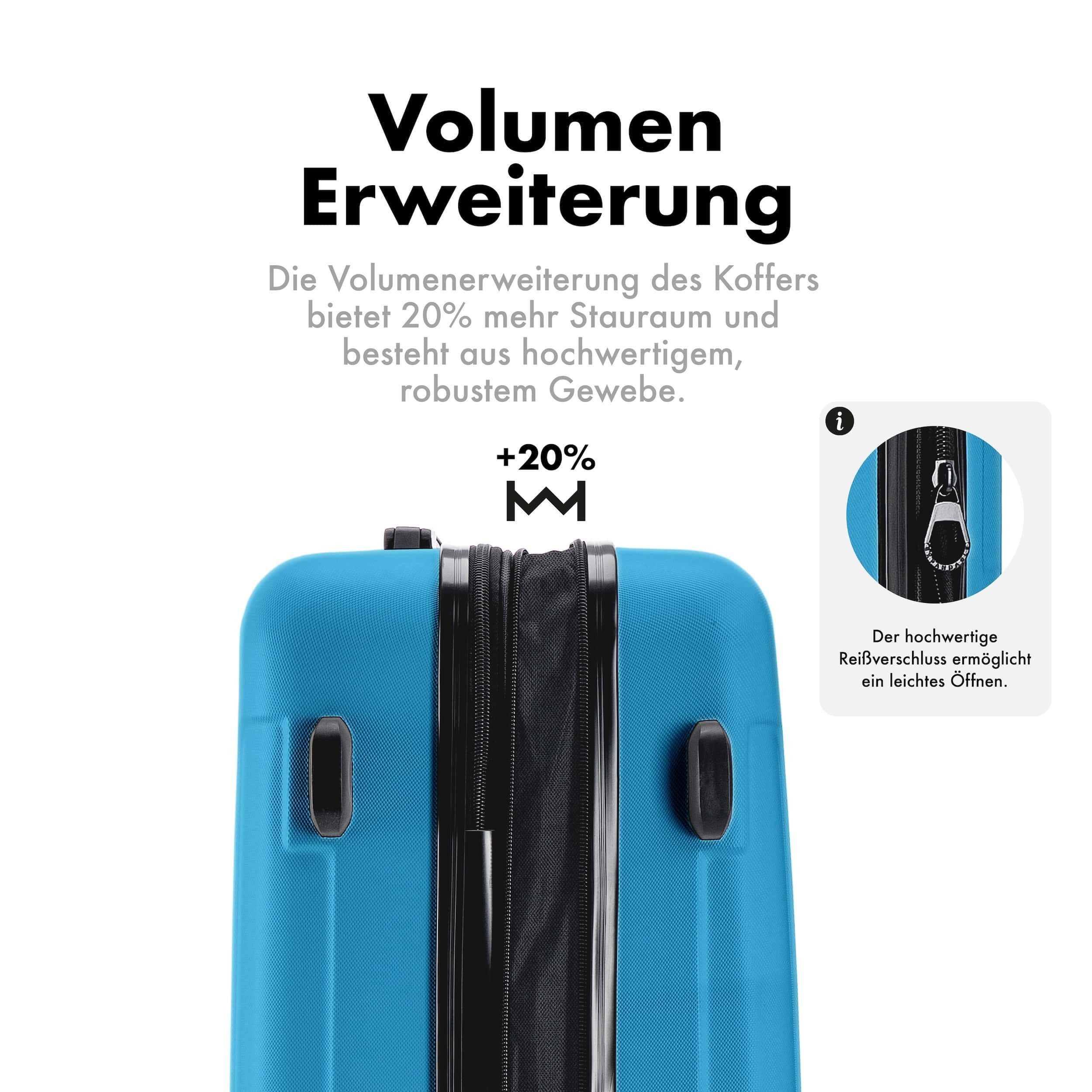 Flexot Hartschalen-Trolley F-3045 (Gr. M, L, XL) – Kofferset – ABS-Hartschale, 4 Rollen, Robuster und moderner Koffer mit vier 360° Rollen und Zahlenschloss