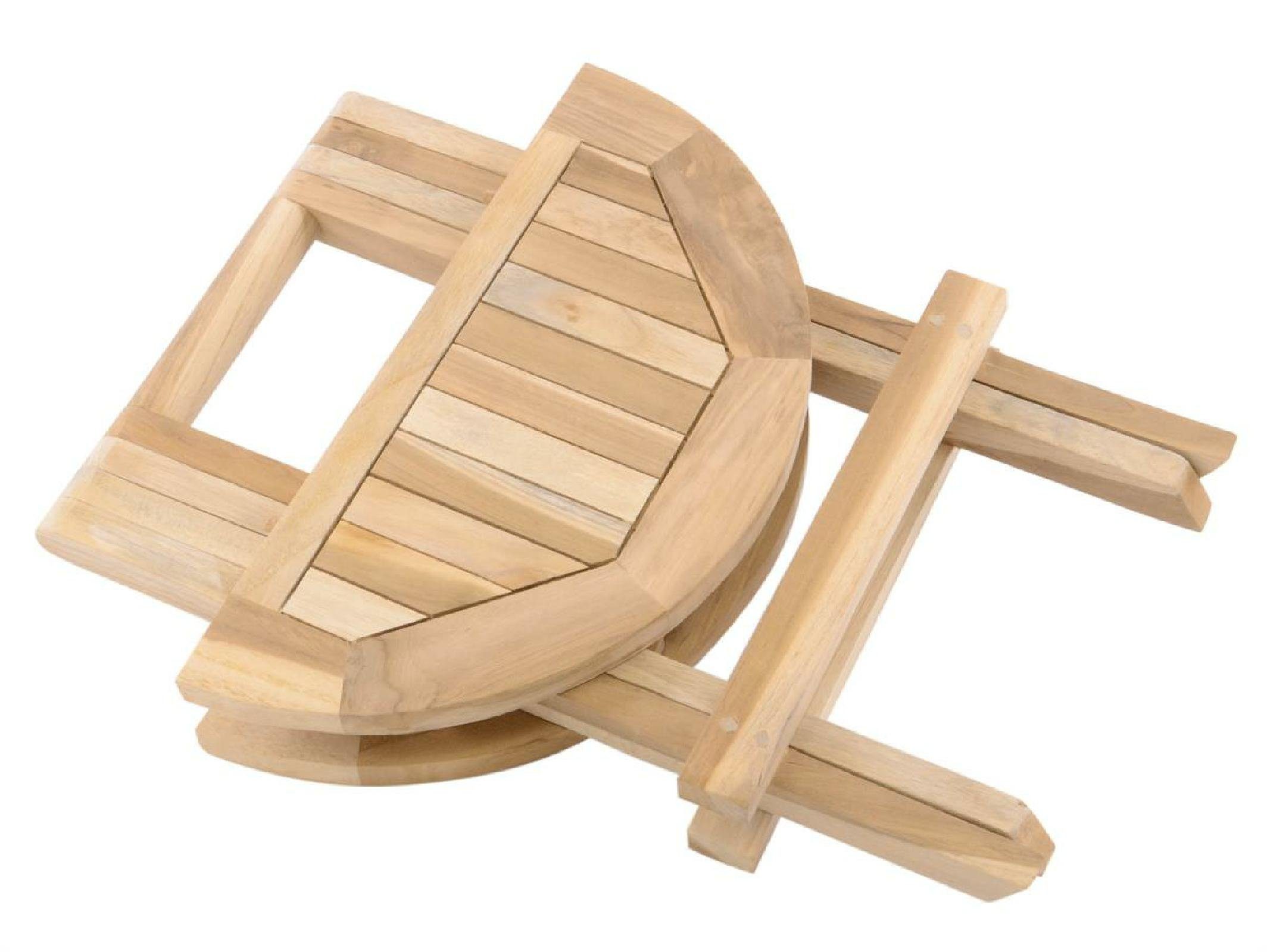 VCM Gartentisch Balkontisch Klappbar, Klapptisch, Naturfarben rund Ø 60cm