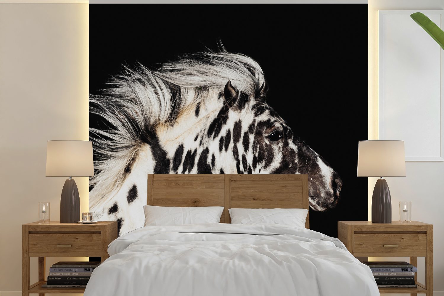 MuchoWow Fototapete Pferd - Punkte - Tier, Matt, bedruckt, (5 St), Vinyl Tapete für Wohnzimmer oder Schlafzimmer, Wandtapete