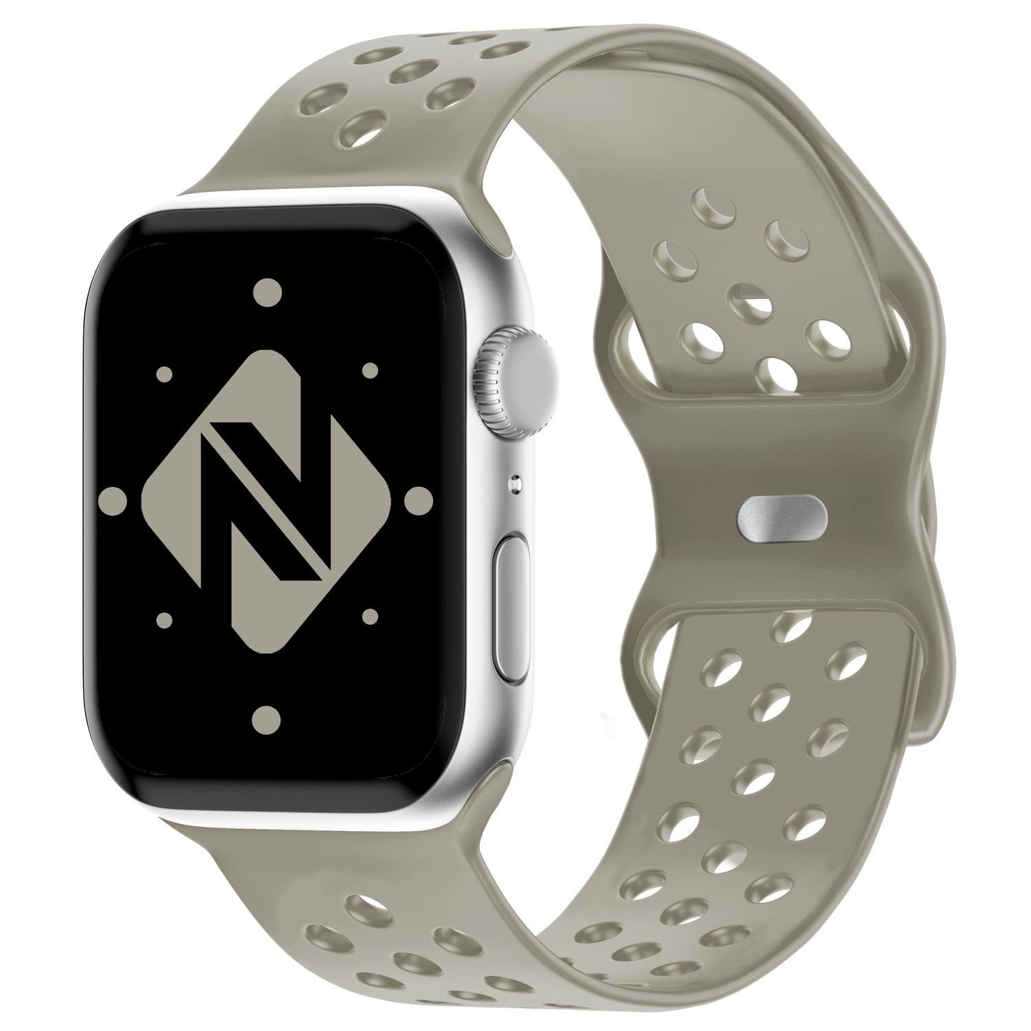 Nalia Smartwatch-Armband Apple Watch 38mm/40mm/41mm, Gelochtes Silikon Ersatzband / für Sport Fitness Uhr / Atmungsaktiv Stein Grau