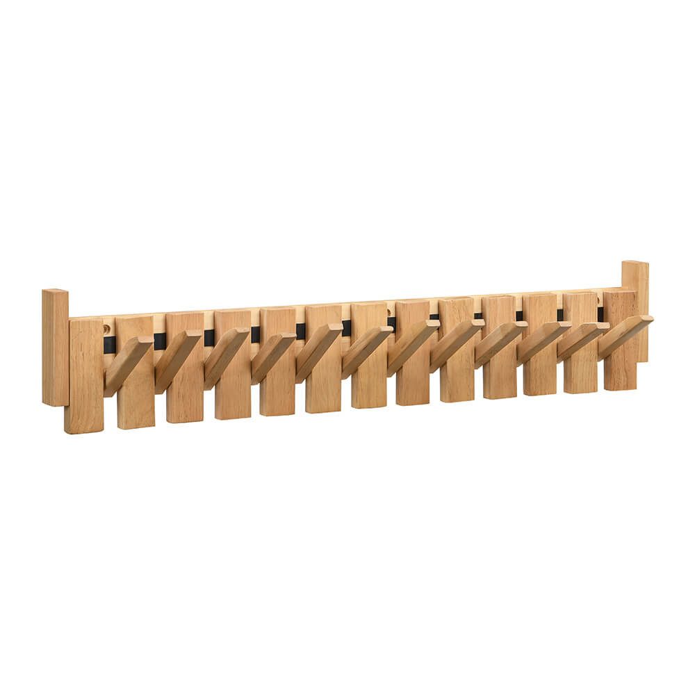 HOME DELUXE Garderobenleiste PORTE - 32cm/56 cm/ 80cm - wählbar, 13 Haken, bewegliche Haken, Garderobe aus Holz