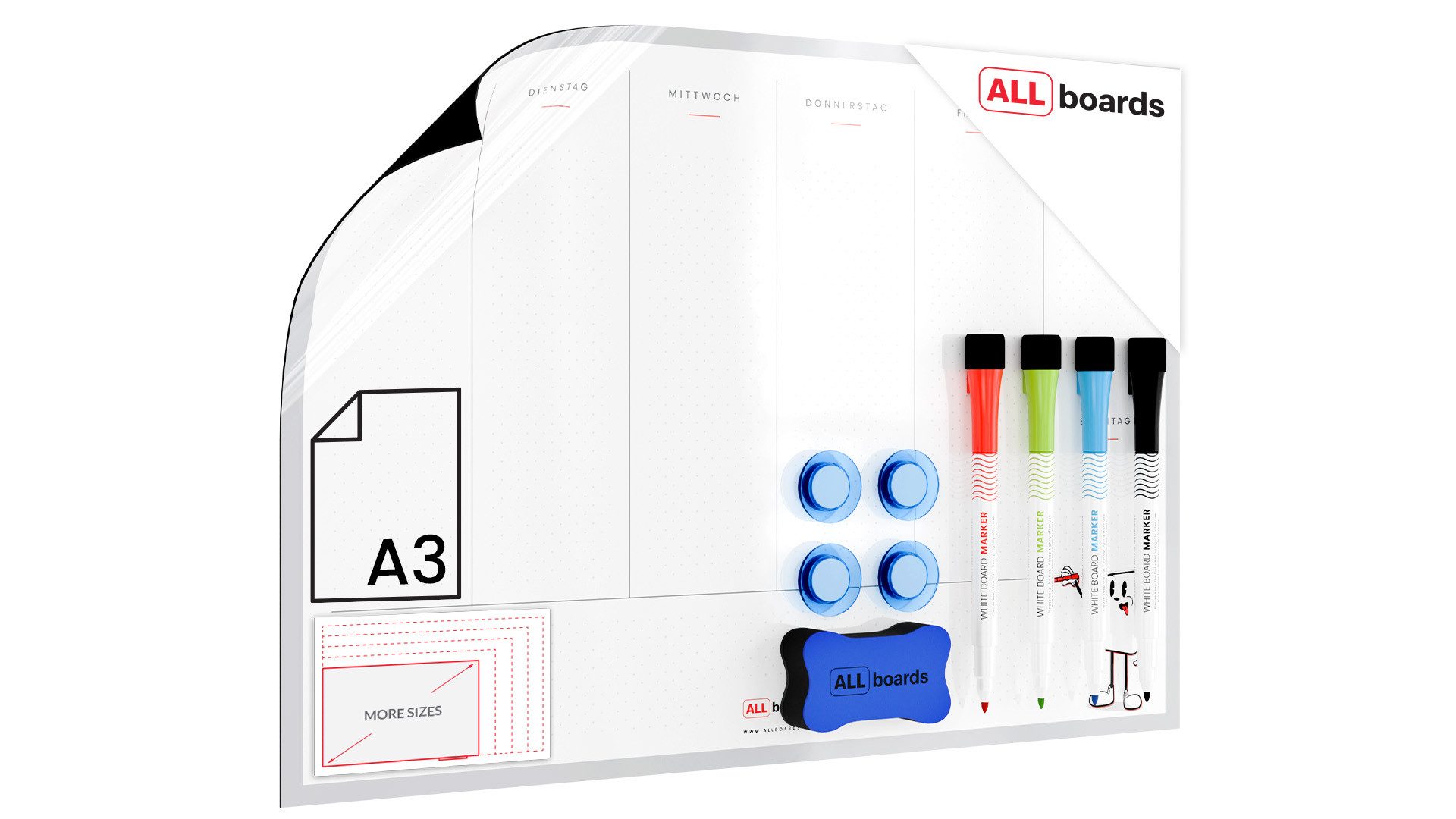 ALLboards Magnettafel Monatsplaner DE Sprachversion für Kühlschrank A3 – ma günstig online kaufen