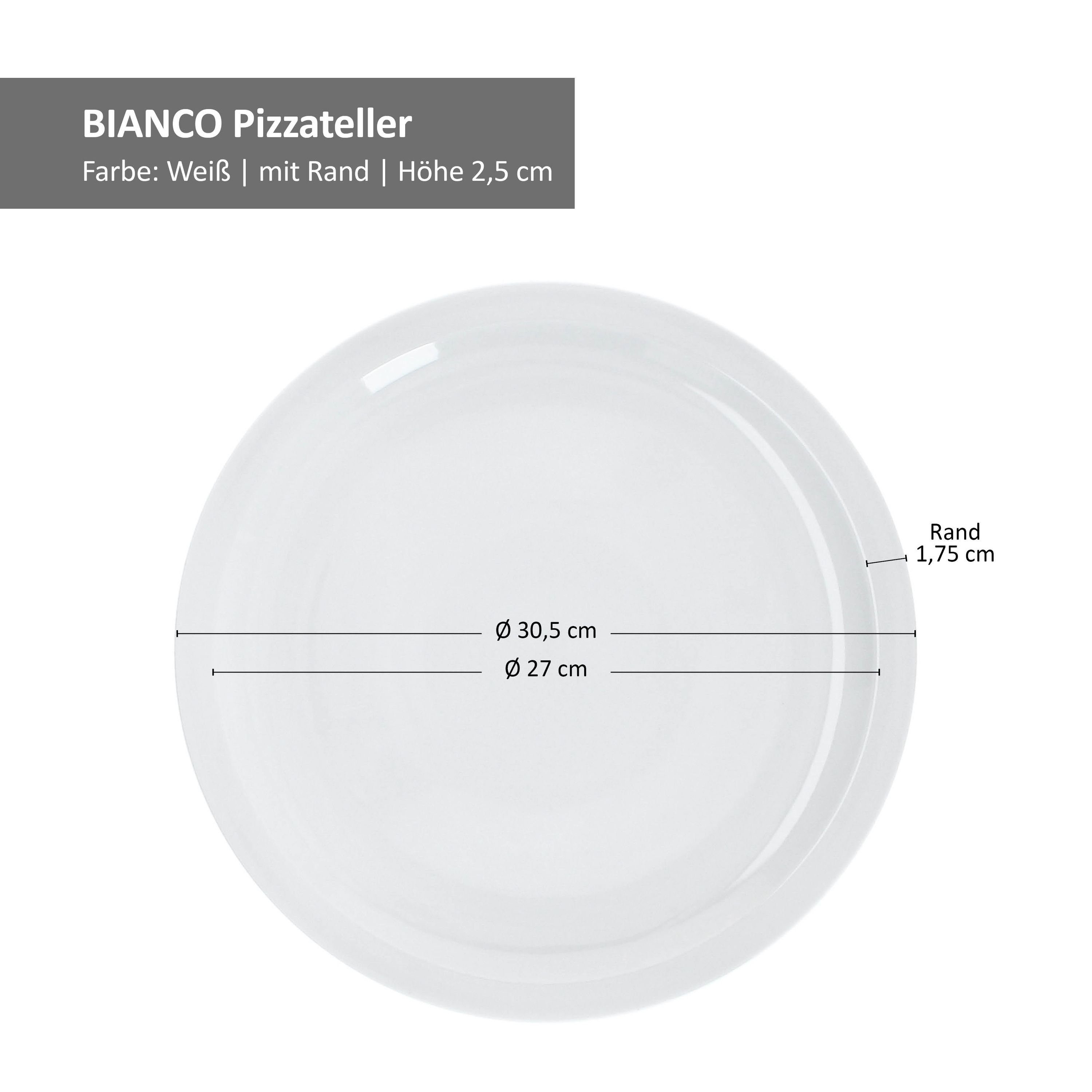MamboCat Pizzateller 6er Set Bianco Platte XL-Teller große weiße Pizzateller Ø30,5cm