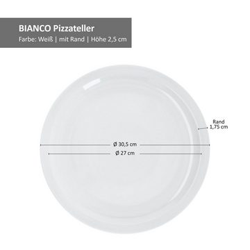 MamboCat Pizzateller 6er Set Bianco Pizzateller Ø30,5cm XL-Teller weiße große Platte