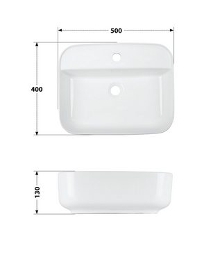 aquaSu Aufsatzwaschbecken kaleSi (Aufsatz-Waschtisch, 1-St., Aufsatzwaschtisch), 50 cm, Keramik, Weiß, 561051