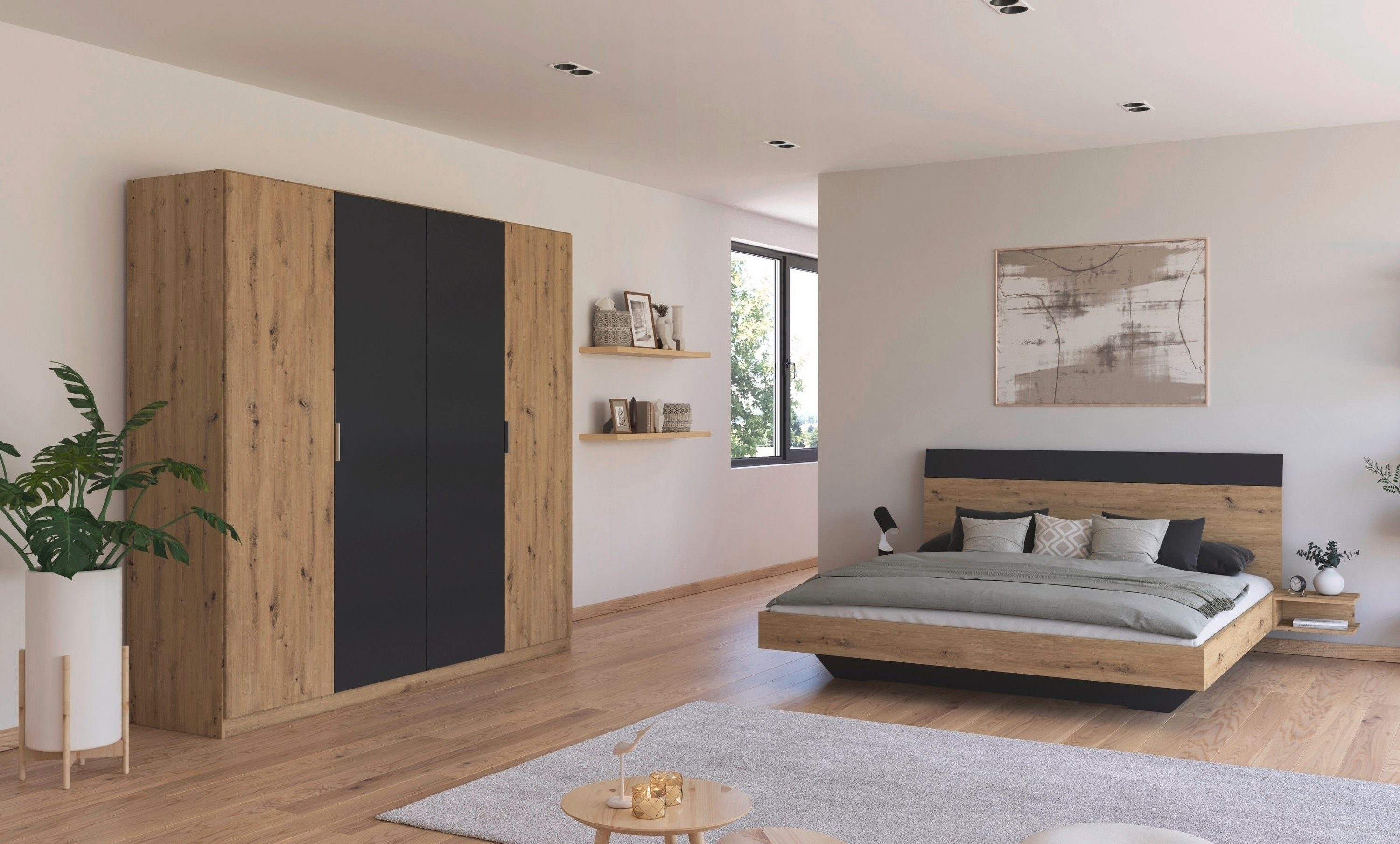 rauch Schlafzimmer-Set Monza, mit Drehtürenschrank Breite 226 cm, Bettanlage in 2 Breiten