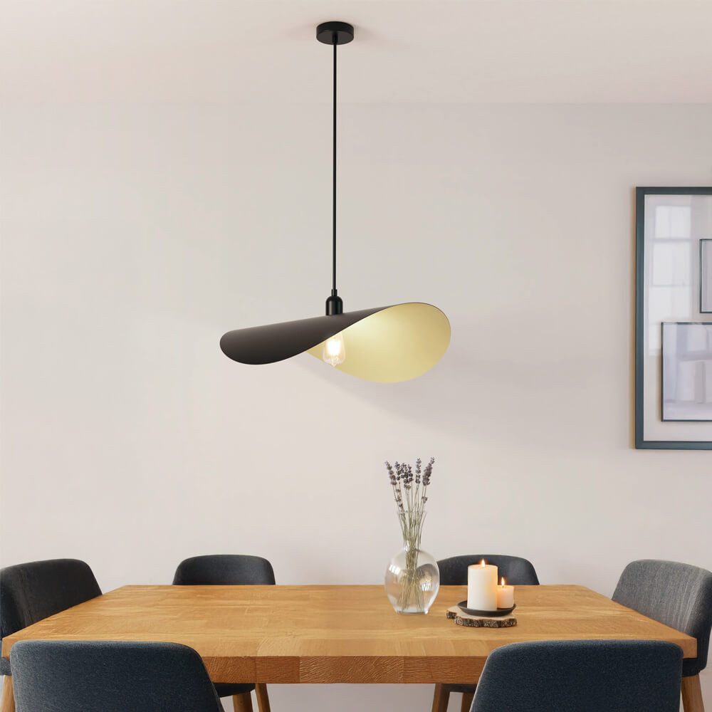 HOME DELUXE Pendelleuchte RONA, ohne Leuchtmittel, Geschwungener Lampenschirm, Hängelampe, Esszimmerlampe