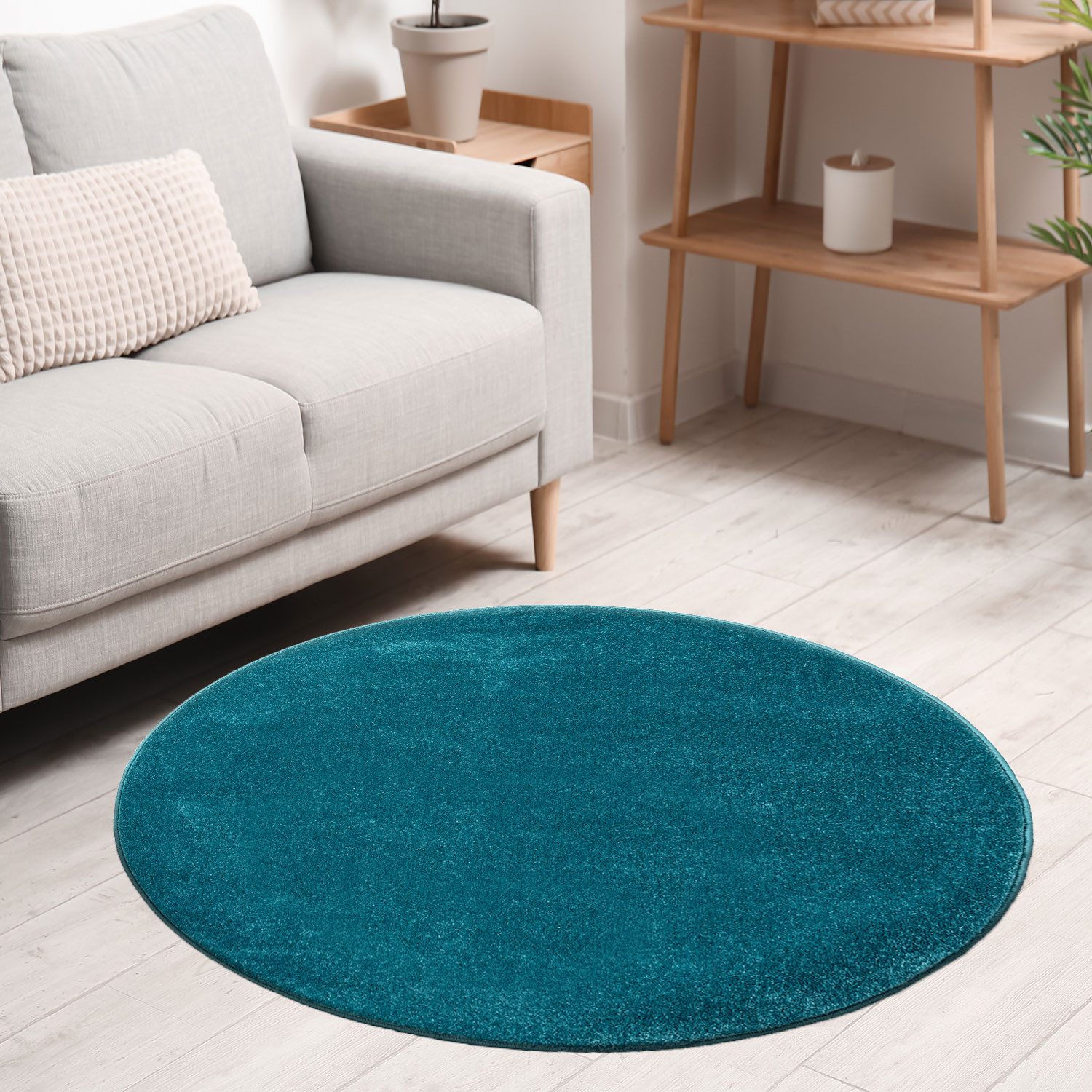 Vimoda Teppich Teppich Rund Wohnzimmer Kurzflor, günstig online kaufen