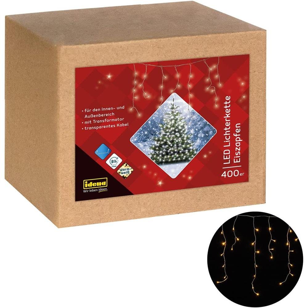 Idena LEDLichterkette »400er LED Lichterkette Eiszapfen warmweiß«, für