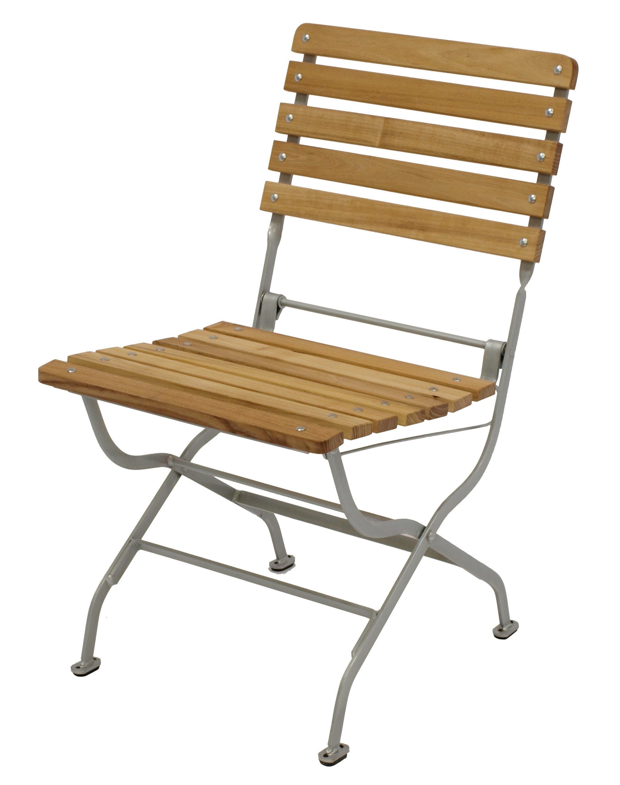 TPFGarden Gartenstuhl BAD BELZIG (Klappstuhl Gartenstuhl - Flachstahl verzinkt hellgrau - Robinienholz), Hochwertiger Outdoor Stuhl mit den Maßen (BxHxT): 47 x 83 x 62.5 cm