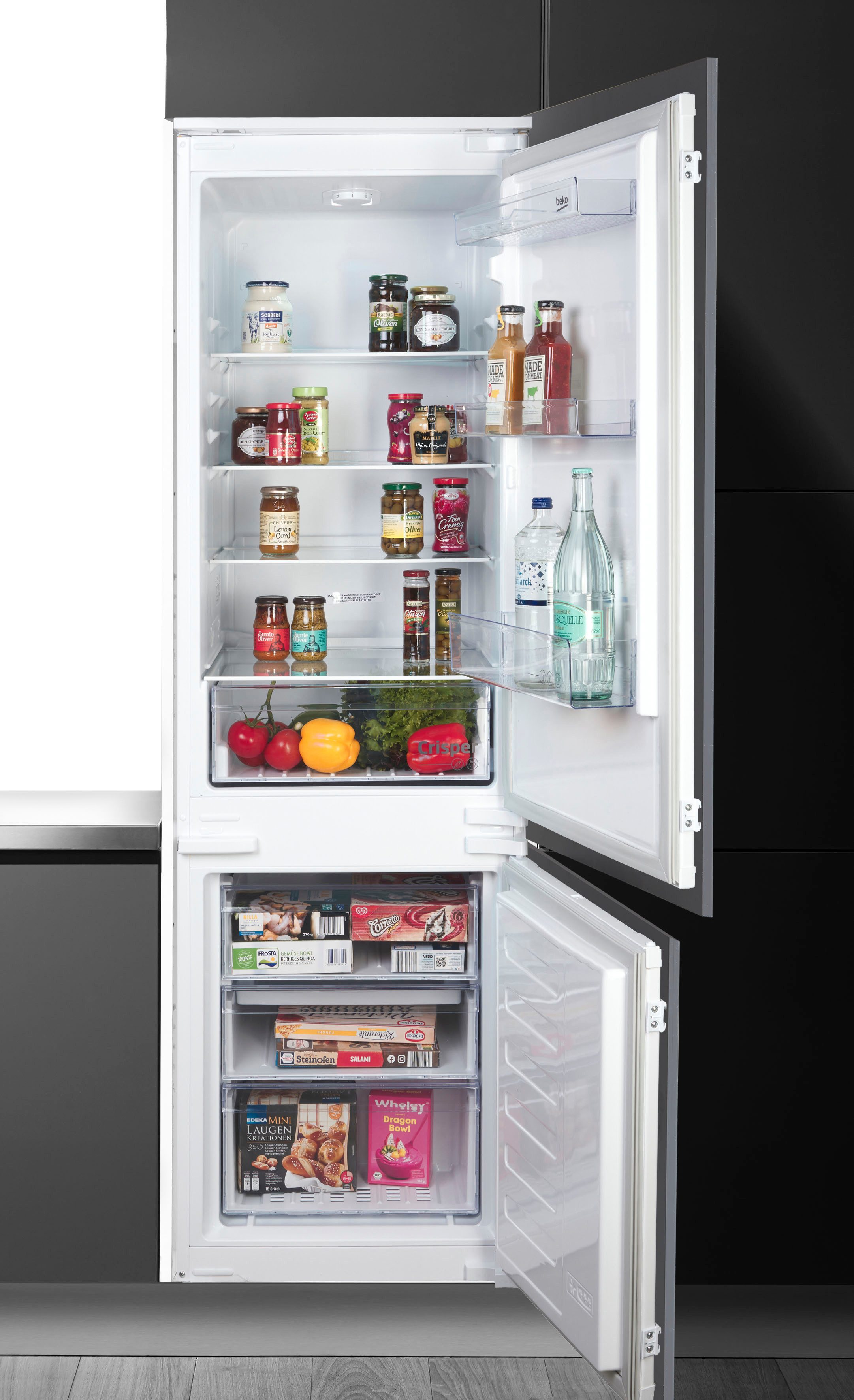 BEKO Einbaukühlgefrierkombination BCSA285K4SN, 177,5 cm hoch, 54 cm breit, MinFrost – Spezielles Abtausystem reduziert Eisbildung im …