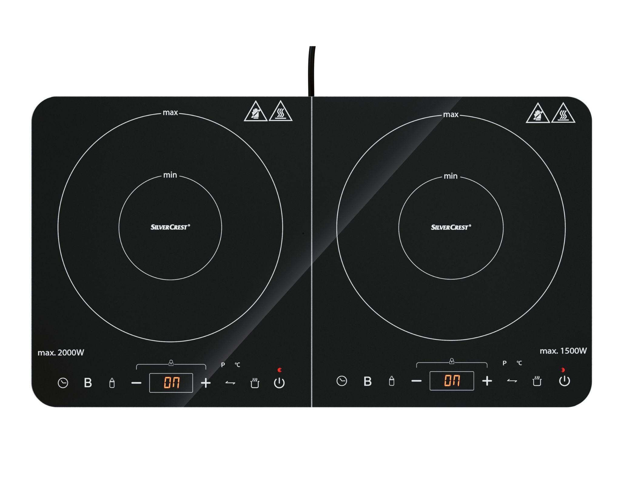 SilverCrest Doppel-Induktionskochplatte Induktionskochplatte Doppelkochfeld SDI 3500 E1 3500W Touch Timer