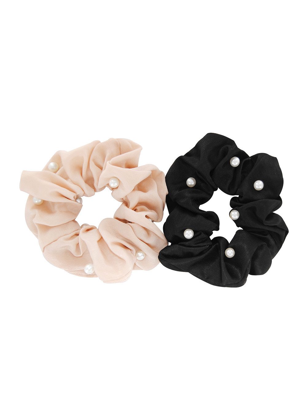 axy Haargummi XXL Scrunchie Haargummis mit Perlen Set, Doppelpack, 2-tlg., 2-Teiliges Scrunchies Haargummis Set, Damen Zopfgummi Haarteil Haarband Zopfhalter