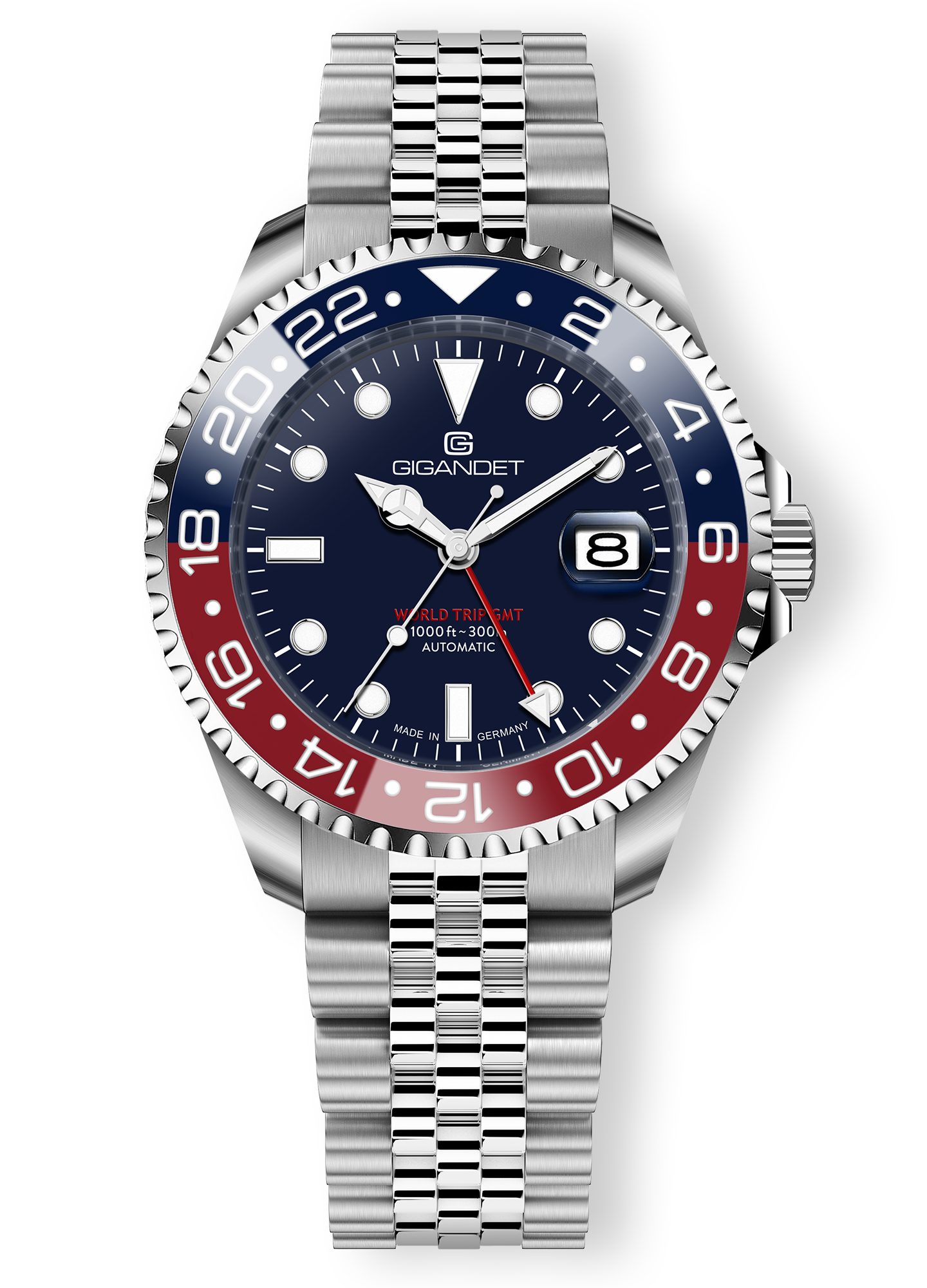 Automatikuhr Made in Germany, Saphirglas, WORLD TRIP GMT - G1000-009M-C