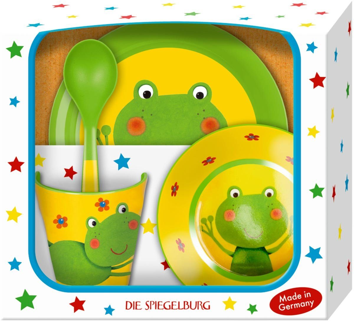 4-tlg) Geschenkset Neugeborenen-Geschenkset Freche Rasselbande - Spiegelburg Frosch Spiegelburg (Packung,