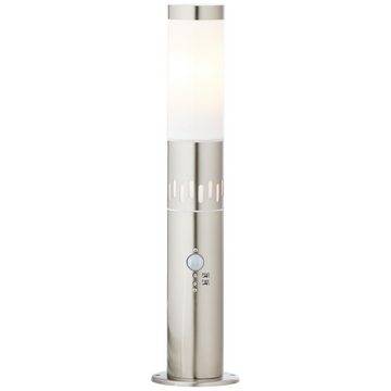 Lightbox Außen-Stehlampe, Bewegungsmelder, ohne Leuchtmittel, Warmweiß, Sockelleuchte, 50 x 12 cm, E27, LED Ring mit Dämmerungssensor, 100 lm