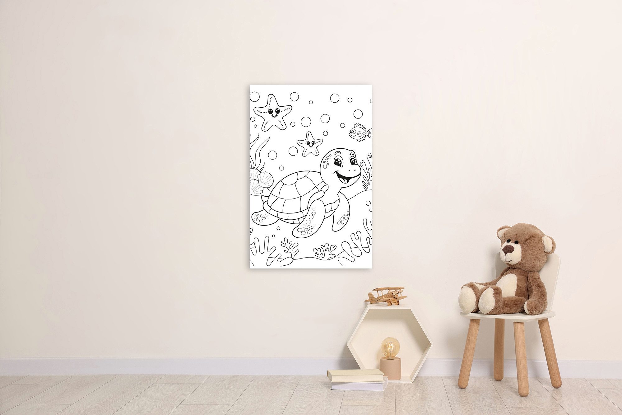 queence Bild Seesterne und Schildkröte, Blätter, Blätterbilder, Figuren, Fisch & Meeresfrüchte, Meer Bilder, Mädchen, Märchenbilder, Schildkröten, Unterwasserwelt, Wassertiere, klassische Fantasie (1 St), DIY Wandbild aus Dibond