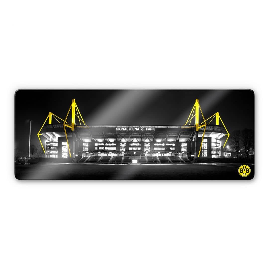 Borussia Dortmund BVB Signal Bilder Sportverein Fußball Park Glasbild Modern Deko Gemälde Nacht, Iduna