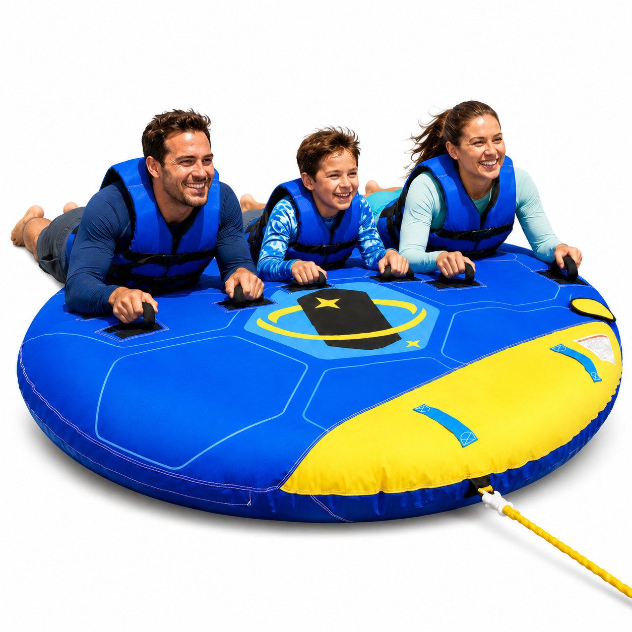 MaxKare Wellenreiter, (Wassersport Schleppreifen, Ø 157 cm für 1–2 Personen, Bootsfahren), mit Nylonbezug, PVC-Innenschlauch, Komfortgriffen und Zugpunkt