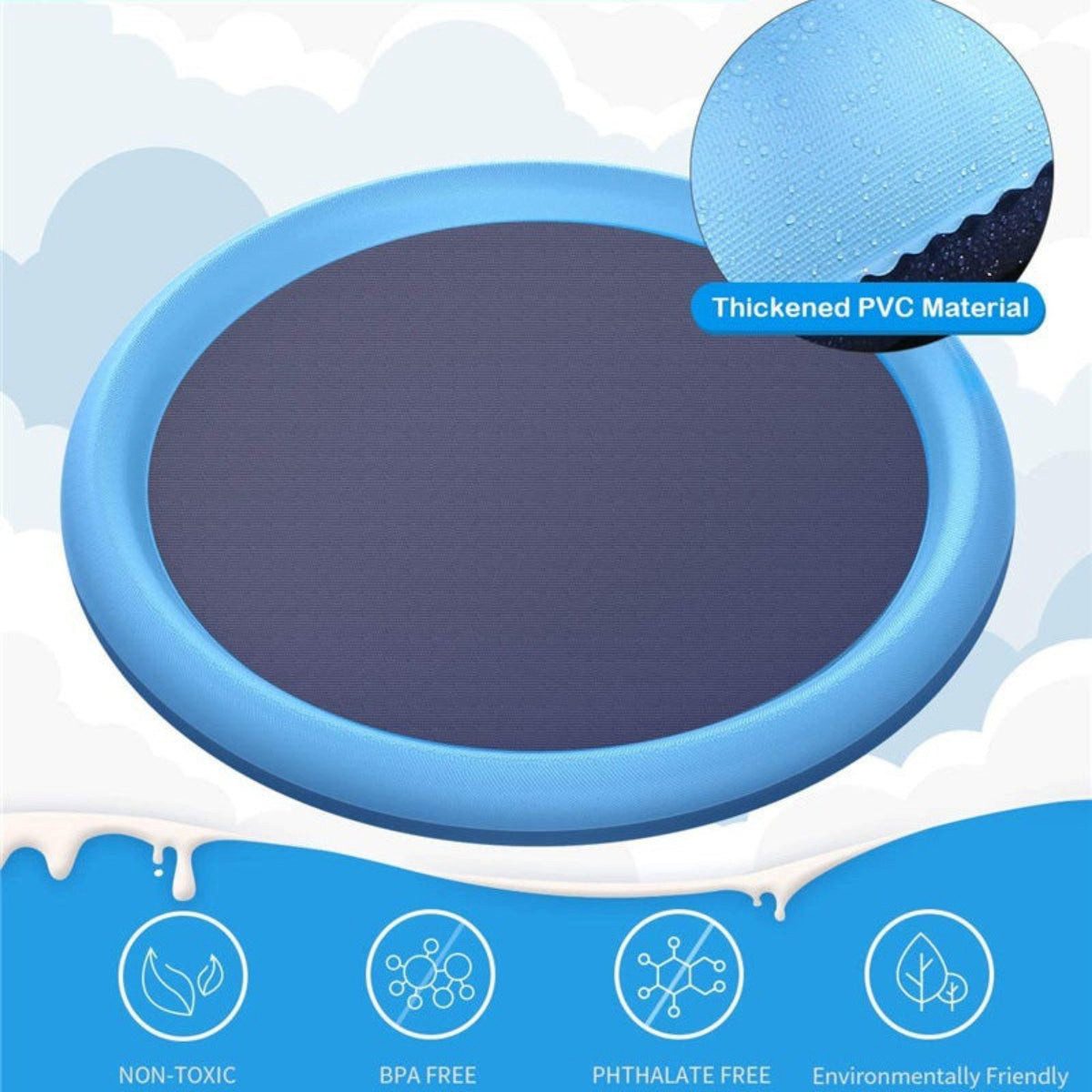 Tinisu Rundpool Wasserspielmatte für Kinder und Hunde – Sprinkler Splash Pad für Garte