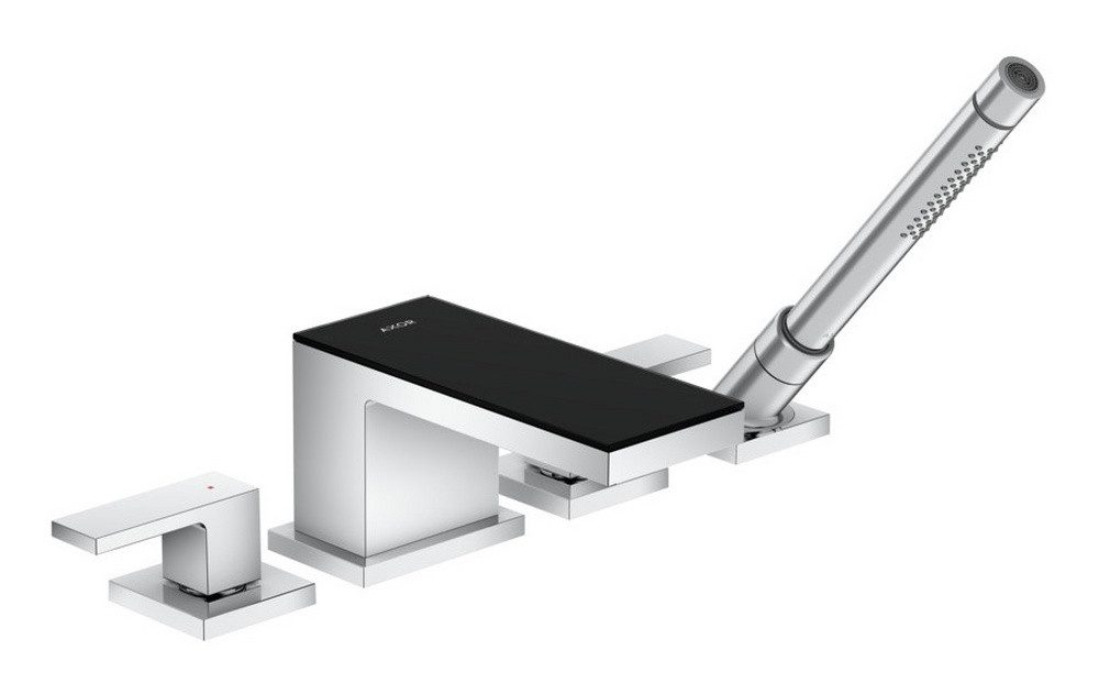 hansgrohe Wannenarmatur Axor MyEdition 4-Loch Wannenrandarmatur - Chrom / Schwarzglas