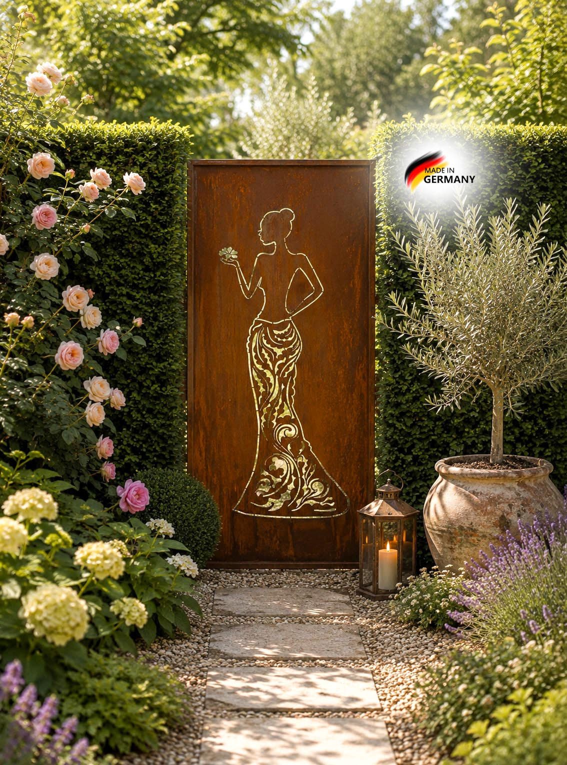 BADEKO Sichtschutzelement Sichtschutz Paravent Diana 200x100cm aus Edelrost in Cortenstahloptik