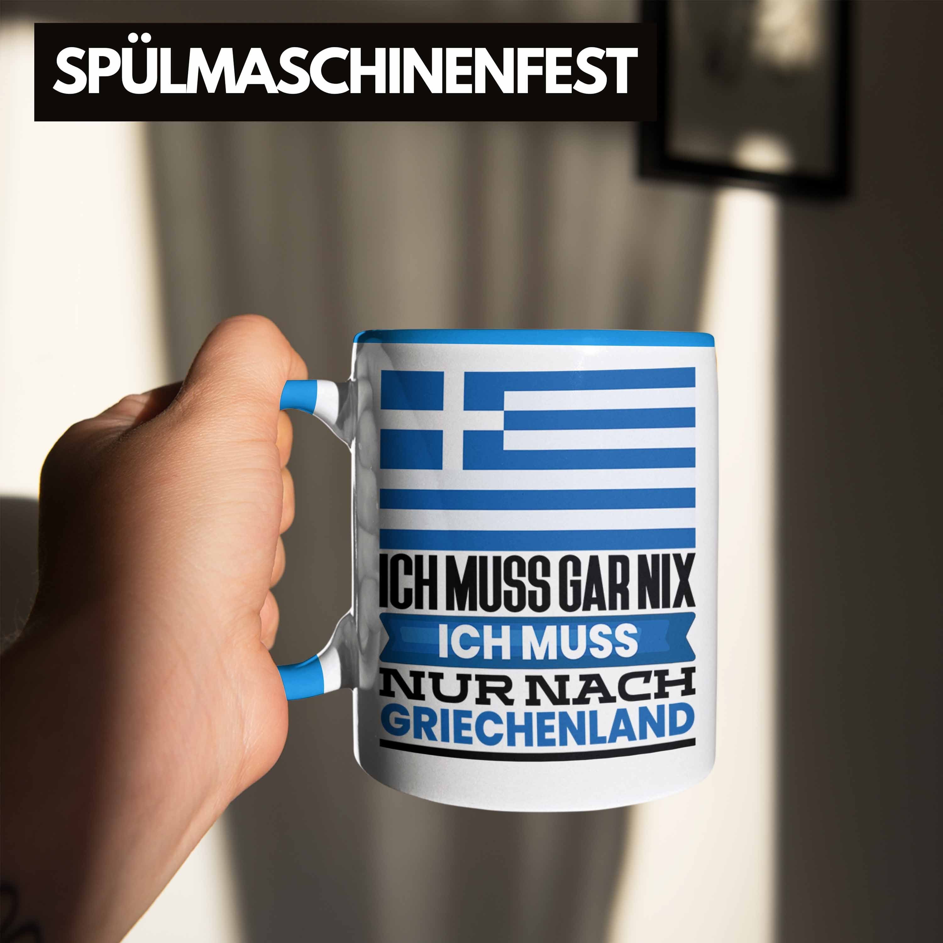Tasse Griechen Geschenk Geschenkide Trendation Geburtstag für Blau Tasse Urlaub Griechenland
