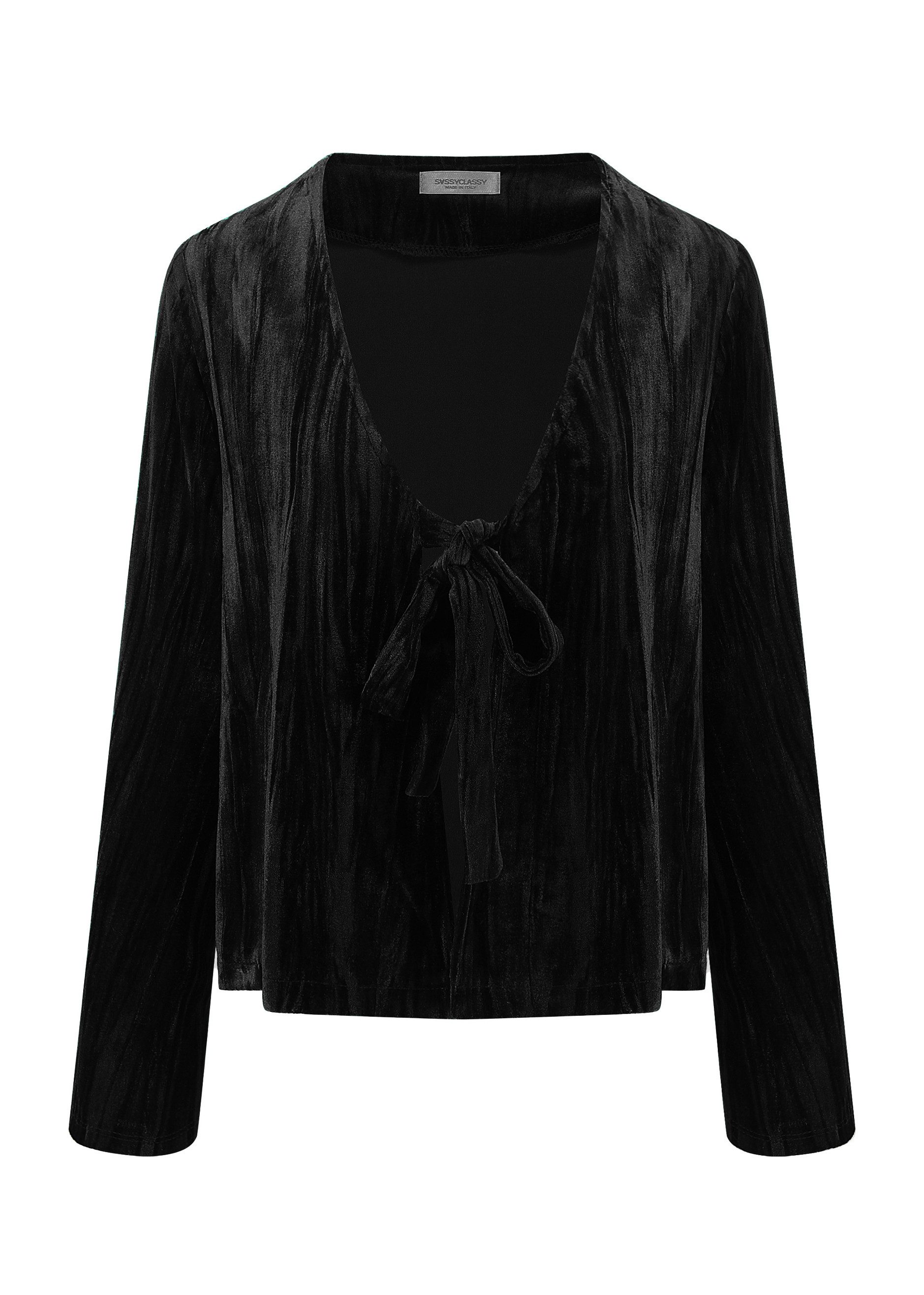 SASSYCLASSY Cardigan Moderne Damen Samtjacke mit Bindebändern Femininer Sam günstig online kaufen