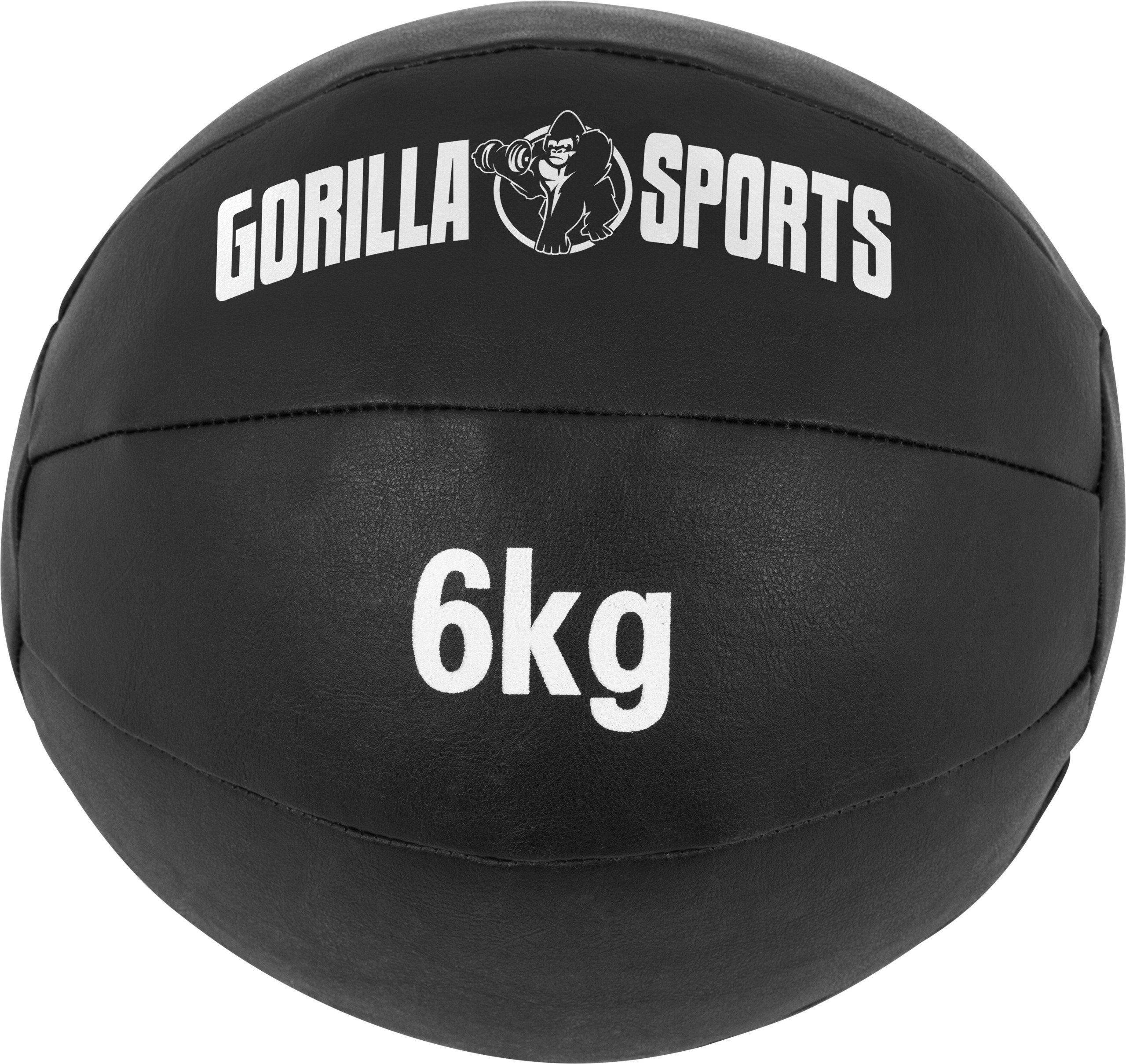 GORILLA SPORTS Medizinball Einzeln/Set, 29cm, aus Leder, Trainingsball, Fitnessball, Gewichtsball 6 kg