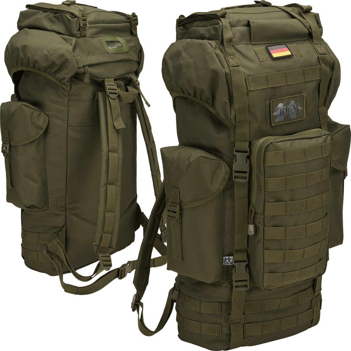 BWuM Daypack BWuM Bundeswehr Kampfrucksack Molle 65L + Patch & Flagge