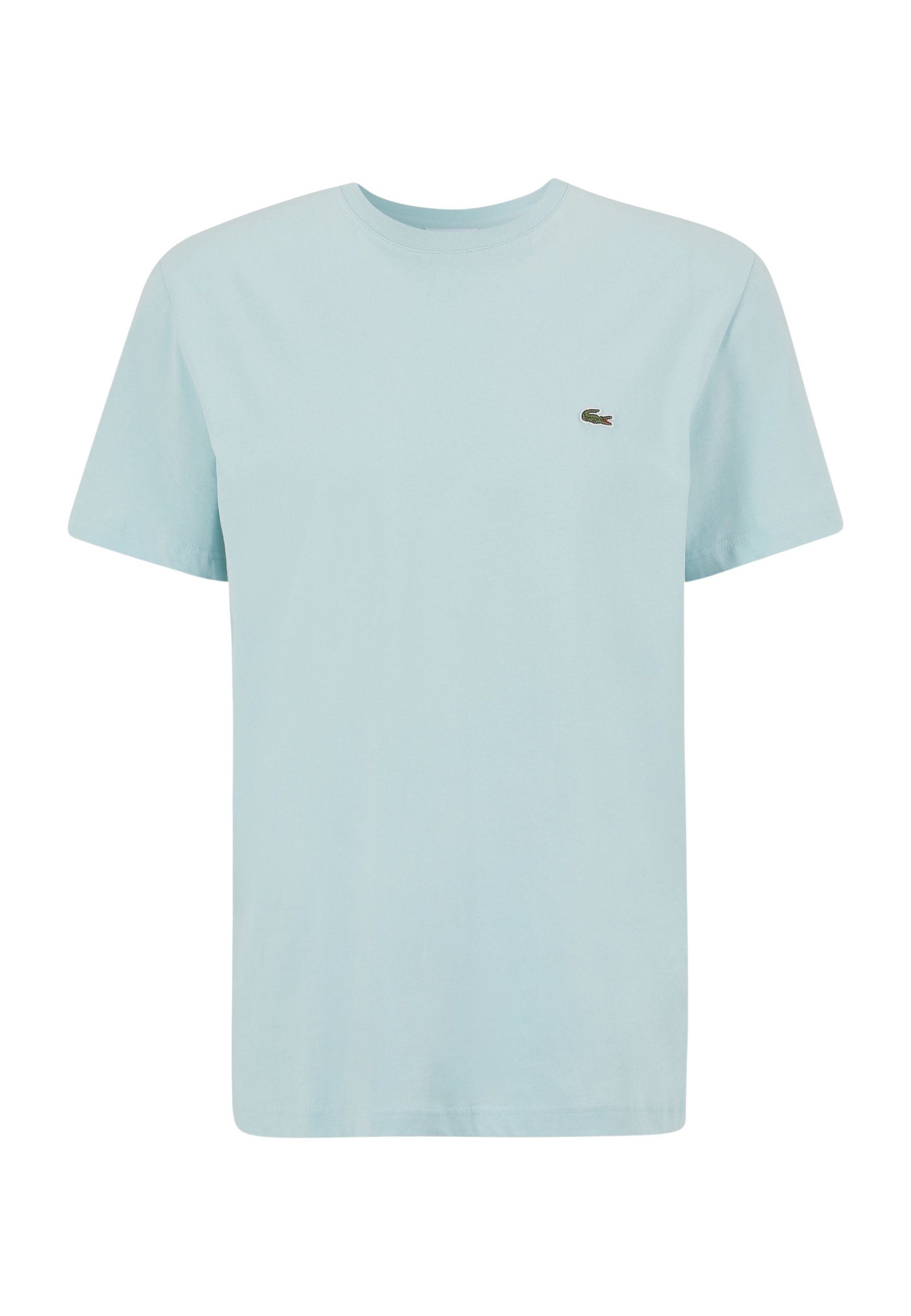 Lacoste T-Shirt T-Shirt Kurzarmshirt aus reiner Baumwolle mit (1-tlg) türkis