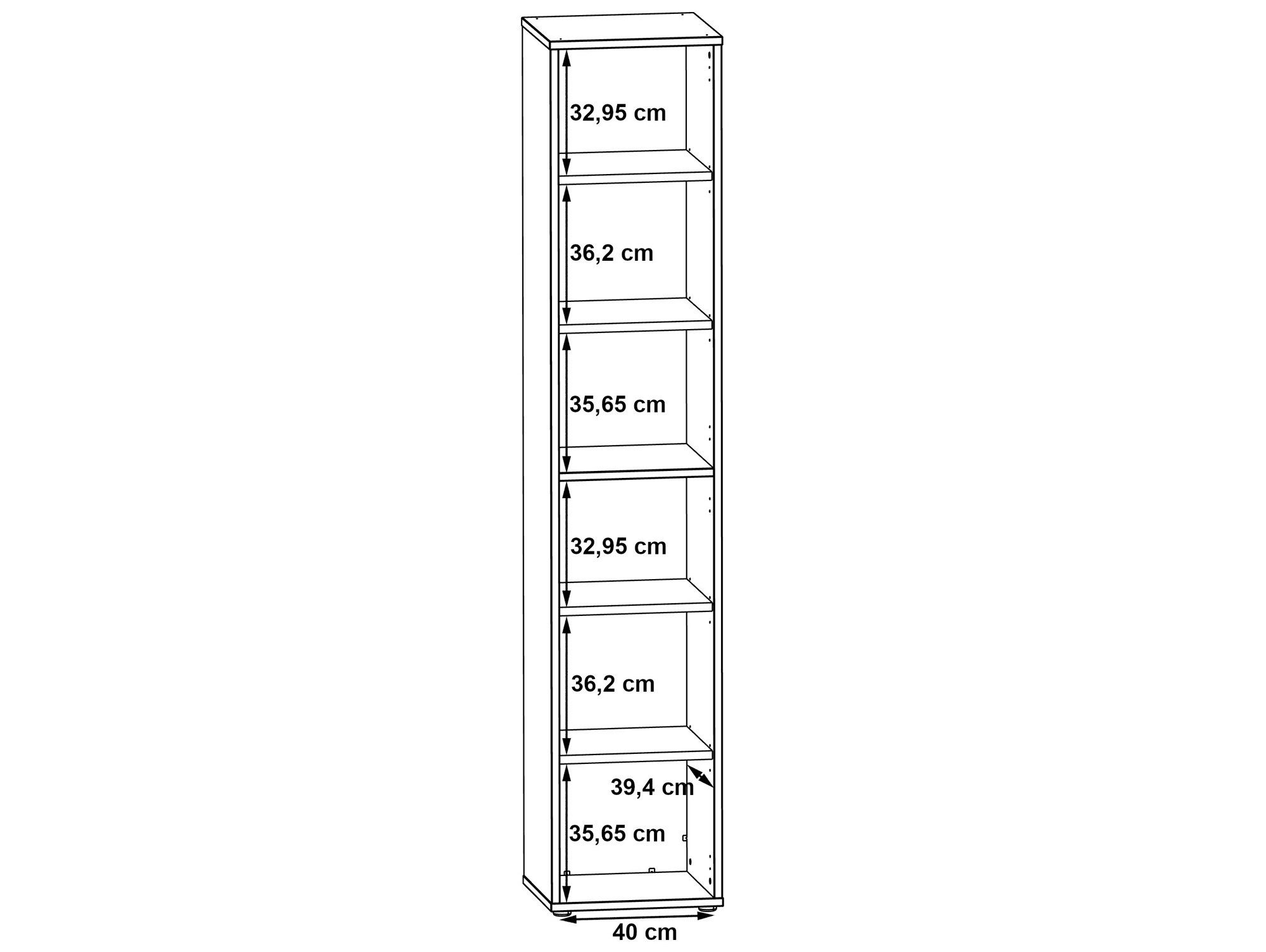 Moebel-Eins Bücherregal, Material weiss/grau Dekorspanplatte, Büroregal KALINA V,