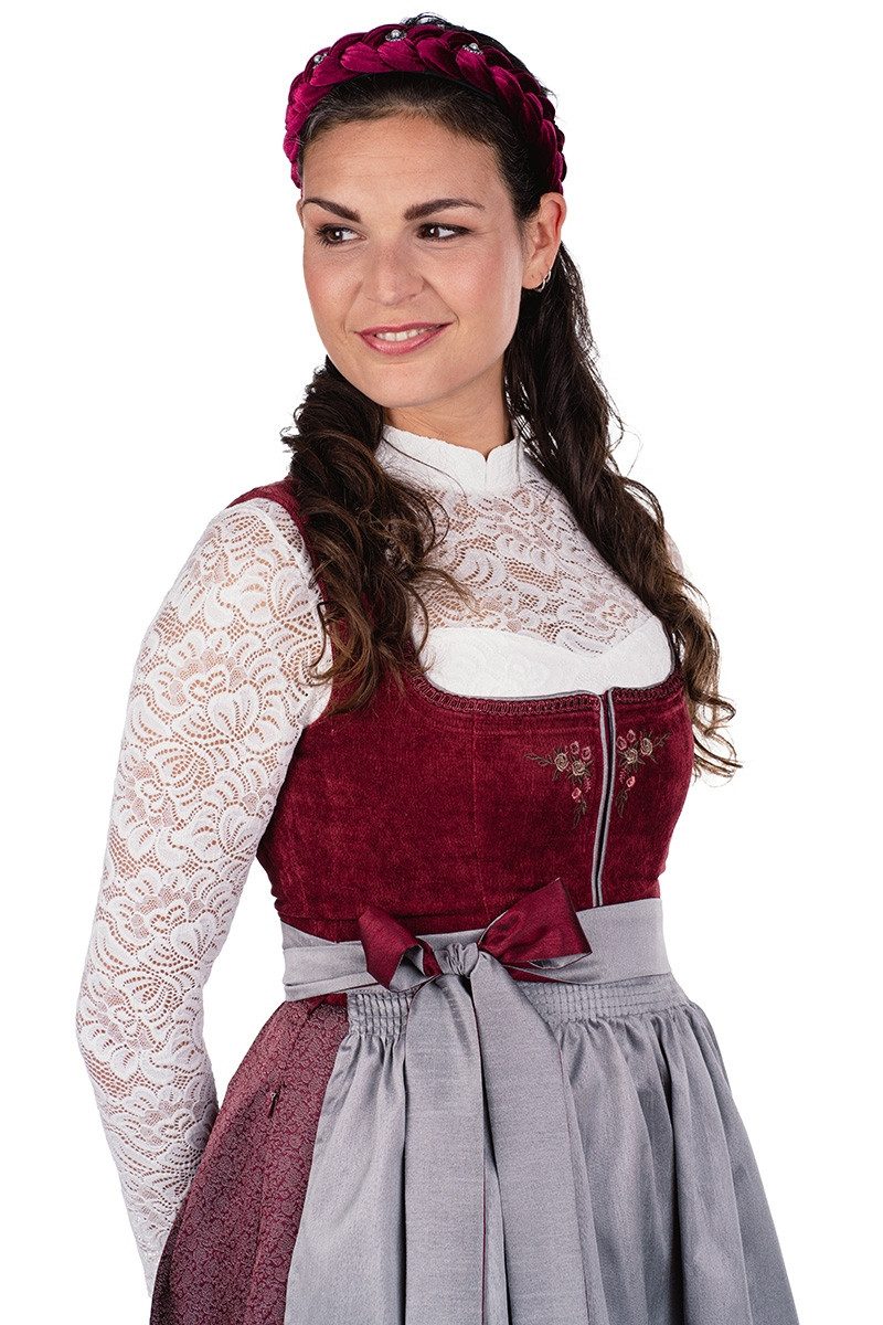 Dirndl Cord Dirndl 2tlg. - BEATRICE - dunkelrot/marsala//silber