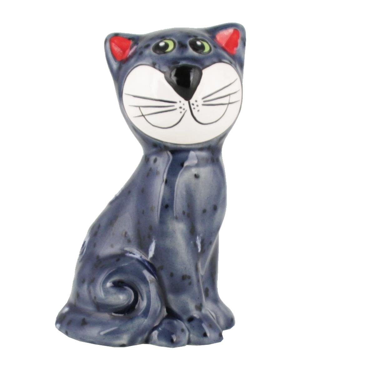 Tangoo Gartenfigur Tangoo Keramik-Katze sitzend grau glänzend ca 14cm H, (Stück)