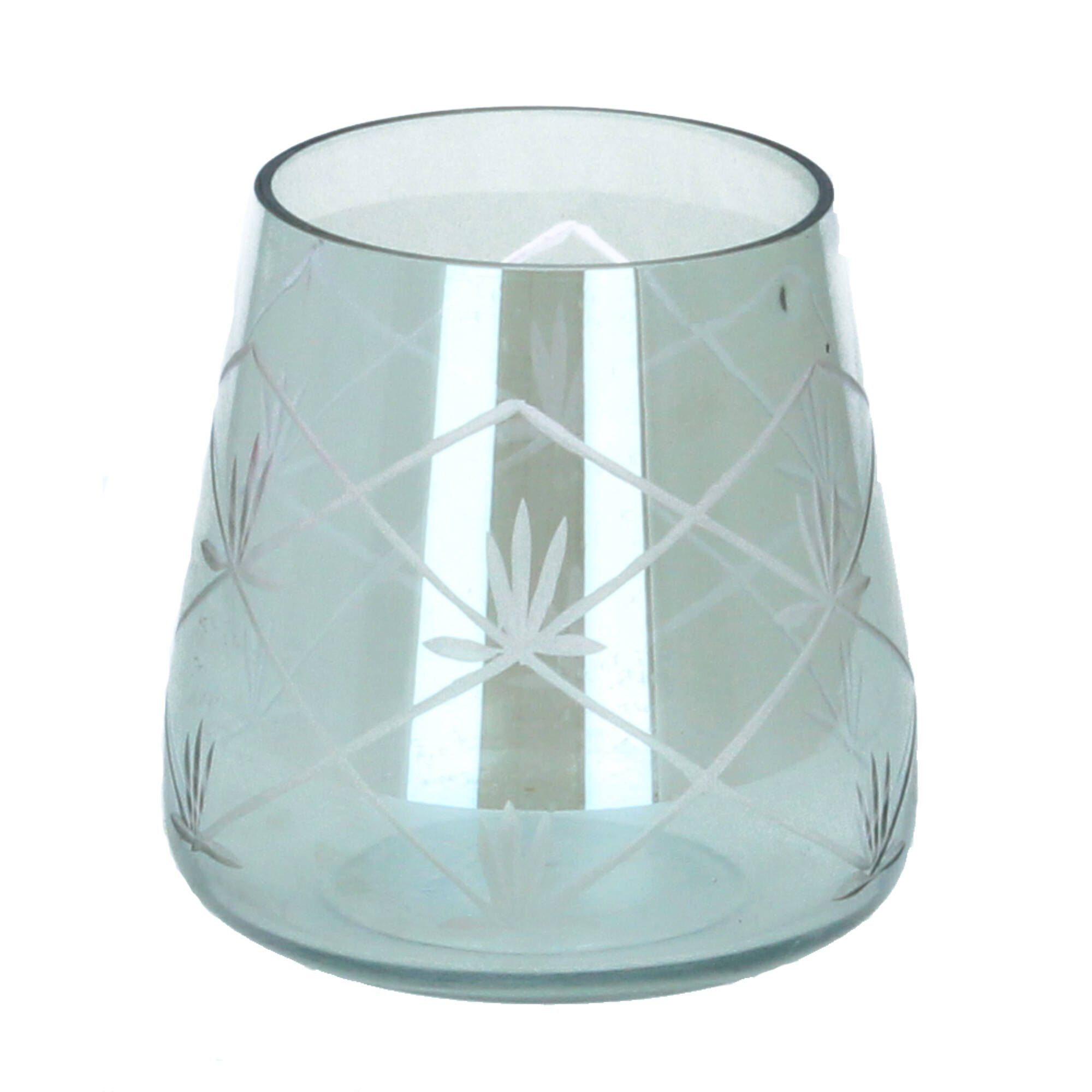 Chic Antique Windlicht Nyons Hurricane 11 cm (1 St) Schliff Glas olivgrün