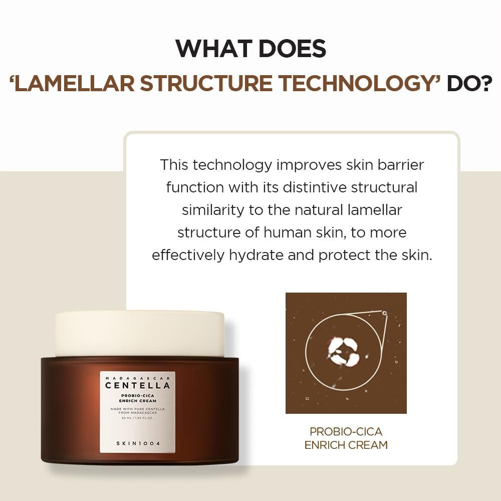 SKIN1004 Feuchtigkeitscreme Madagascar Centella Probio-Cica Enrich Cream Gesichtscreme 50ml – Feuchtigkeitspflege mit fermentierter Centella Asiatica, Probiotika, Niacinamid & Ceramiden für empfindliche, trockene oder reife Haut
