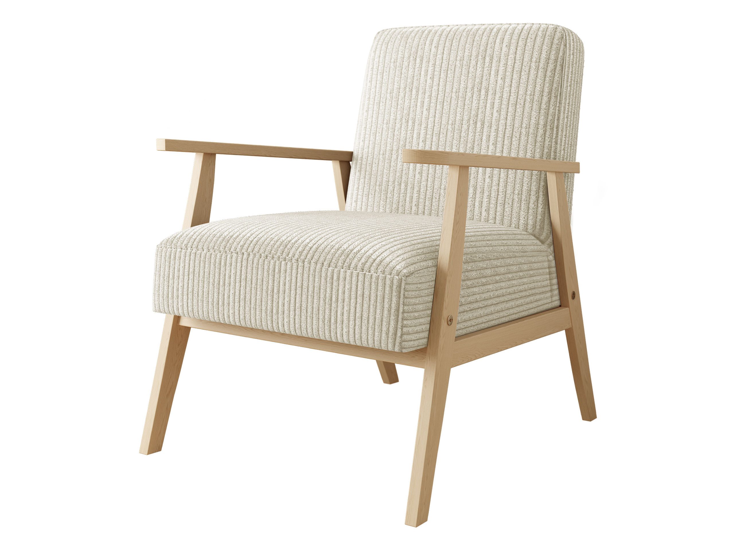 MIRJAN24 Sessel Retro Cord (mit Wellenfeder), mit Holzarmlehne, Lehnstuhl